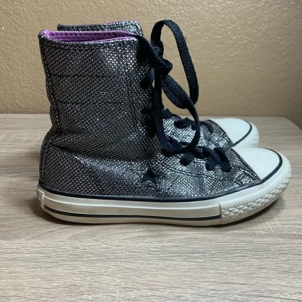 ‎Converse One Star girls sparkly high tops sneakers
